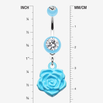 Detail View 1 of Immortal Rose Belly Button Ring-Light Blue